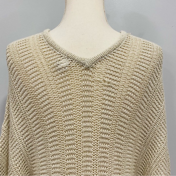 CHICO’S OS Cream Metallic Sparkle Open Knit Kimono Sweater Pullover Lagenlook - Picture 7 of 16